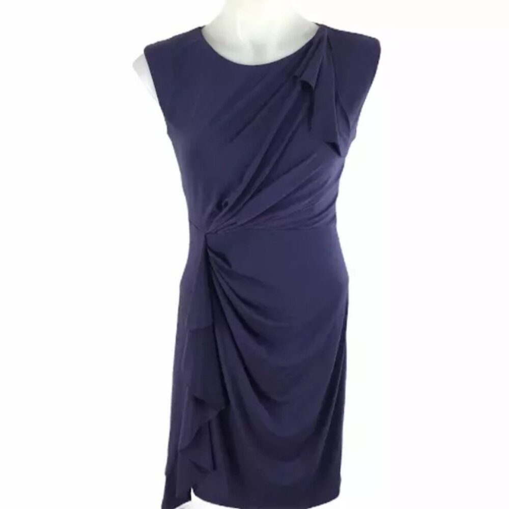 MAX AND CLEO Dark Navy Ruffle Dress XS